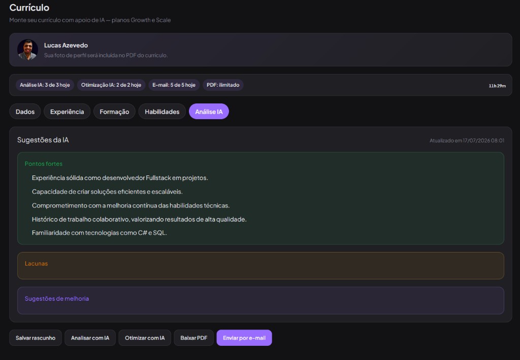 Currículo com análise por inteligência artificial
